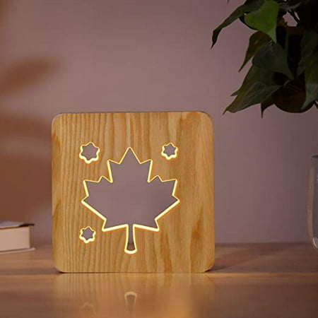 

Egebert Maple Leaf Shaped Wood Lamp Fall Tree LED Optical Home Decoration Fixture Hollow Design Nature Bedroom Mood Decor Unique Birthday Christian Gifts for Women Friends Adult