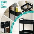 thumbnail image 2 of Rolling Storage Cart 3 Tier Utility Cart on Wheels  Small Metal Organizer Cart Black for Nursery Kitchen Bathroom Living Room Space Saving, 2 of 8