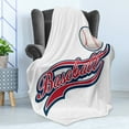thumbnail image 4 of Sports Soft Flannel Fleece Throw Blanket, Baseball Ball Sporting Pastime National Sport Athleticism Entertainment, Cozy Plush for Indoor and Outdoor Use, 50" x 70", Night Blue Red White, by Ambesonne, 4 of 5