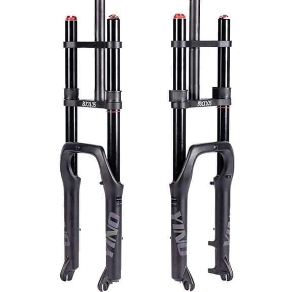 BUCKLOS 20 inch 4.0 Fat Tire E-Bike Air Suspension Fork, 180mm Travel Spacing Hub 135mm Straight Tube MTB Manual Lockout 9mm QR Mountain Bike Double Shoulder Electric Bicycle Front Forks Snow Beach