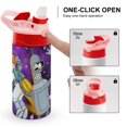 thumbnail image 4 of Space Futurama Cartoon Kid's Insulated Water Bottle With Straw Vacuum Stainless Steel Cup Leak-Proof Toddler Thermoses Water Cup For Children, 4 of 8