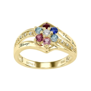 Keepsake Personalized Family Jewelry Simulated Birthstone Women's Buttercup Ring in 10K Yellow Gold over Sterling Silver