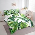 thumbnail image 3 of Feelyou Green Tropic Leaves Bedding Comforter Set 7 Pieces, Watercolor Plant Full Bedding Set, Summer Botanical Theme Reversible Fitted Sheet Flat Sheet, Ultra Soft Bedroom Decor, 3 of 8