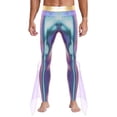 thumbnail image 1 of TiaoBug Mens Metallic Shiny Mermaid Flare Pants Ruffled Tulle Trims Fishscale Print Tights Leggings Purple S, 1 of 5