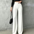 thumbnail image 2 of Yungyresw Dress Pants For Women Straight Wide Leg Solid Color Palazzo Pants Business Casual Trousers Office Work High Waist Pants White 2XL, 2 of 4