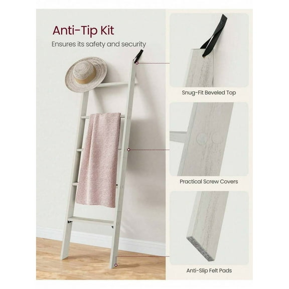 Decorative Blanket Ladder Farmhouse - For The Living Room, 5-Tier Ladder Shelf, Ladder Rack For Storage And Decor