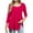 Hot Pink, variant on Lenpel Women's 3/4 Sleeve Tops Trendy Square Neck Pleated Front Solid Color Dressy Casual T Shirts Tunic Tee Blouses