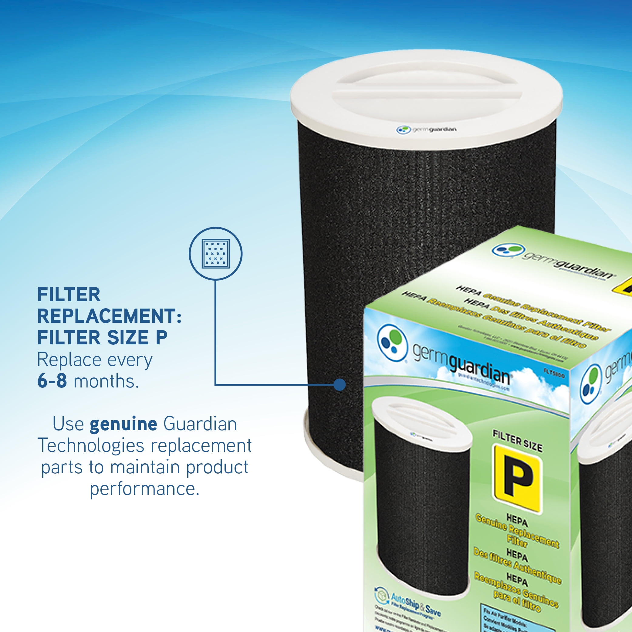 GermGuardian Air Purifier with HEPA Filter, AQM, Odors, Smoke, Mold, 1440 Sq. ft., AP5800W
