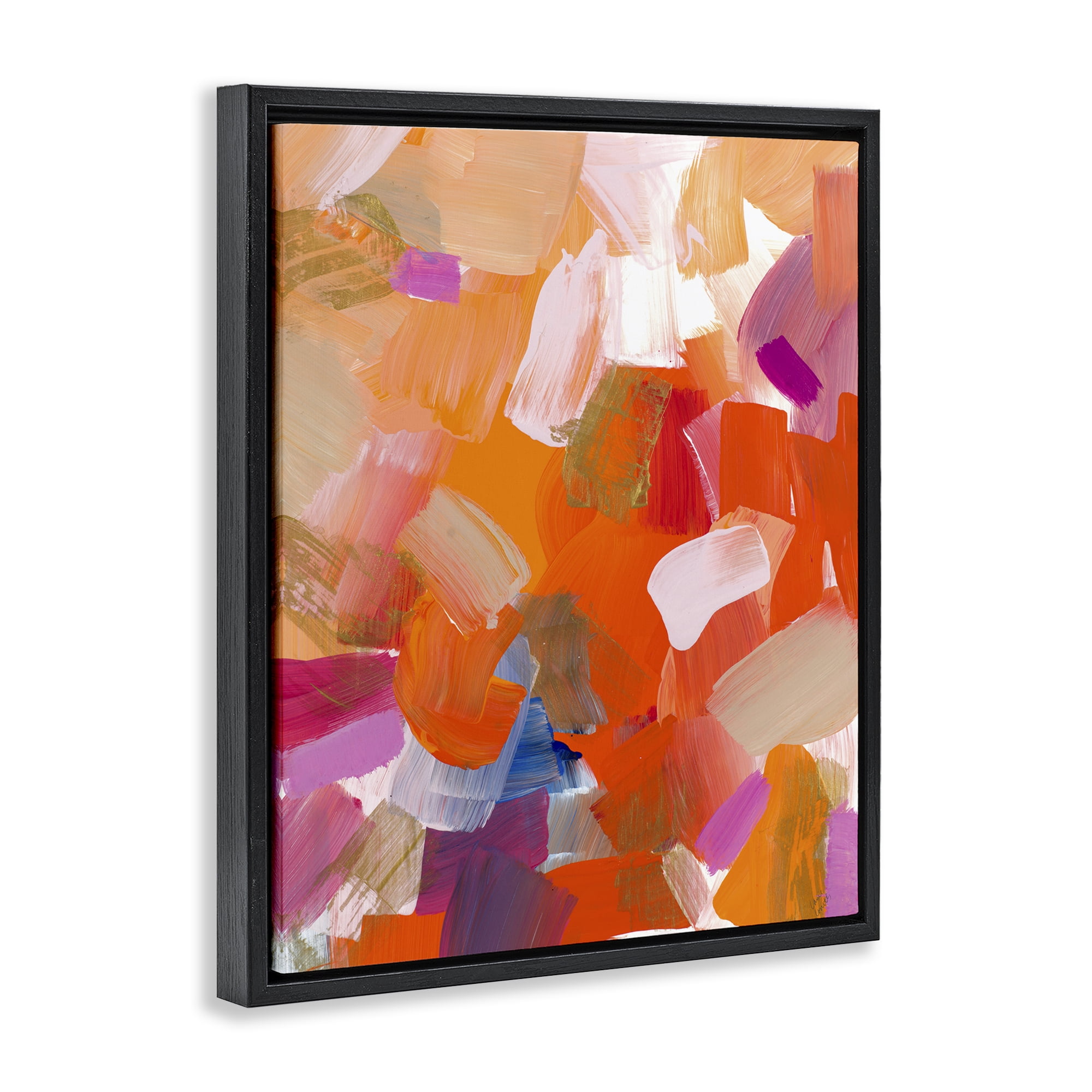 Stupell Industries Confetti Petals Abstraction Black Framed Floater Canvas Wall Art, design by Lanie Loreth