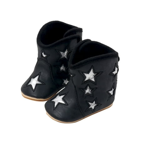 

Shuttle tree Baby Girl Boots Metallic Star First Walking Shoes Casual Ankle Boots
