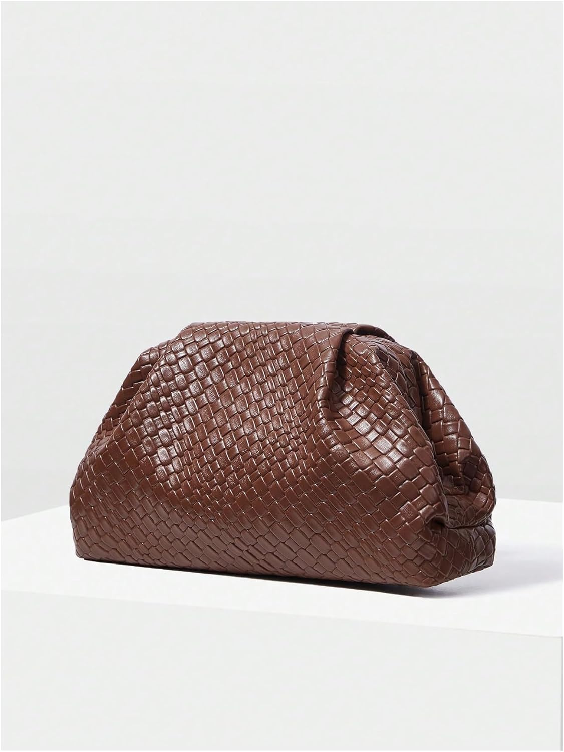 Women's Woven Evening Bag Dumpling Clutch Purse No Strap Handbags Elegant Faux PU Leather Clutch Bag | Woven, No Strap, Elegant, Faux PU Leather