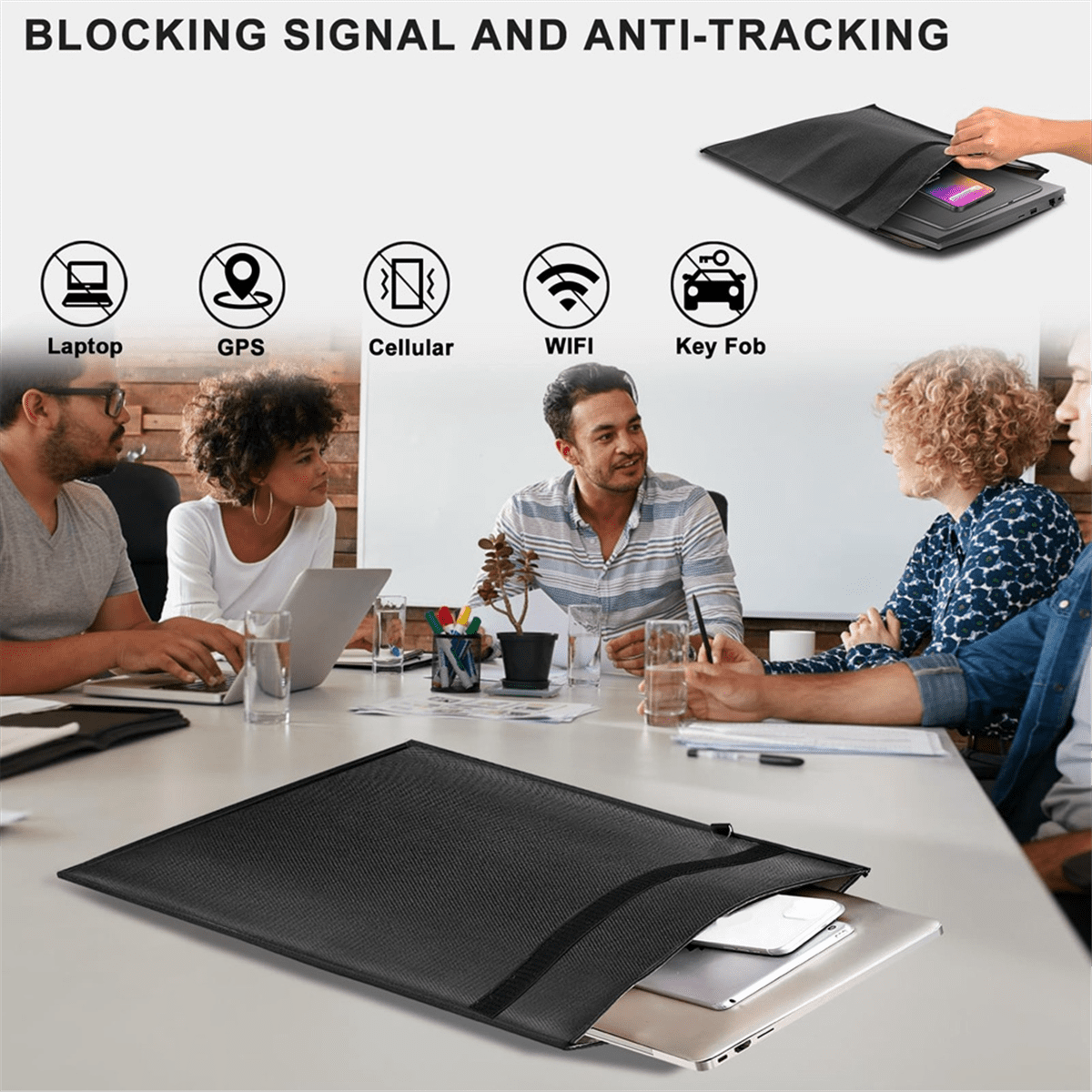 5pack Anti-Tracking Waterproof & Fireproof Bag for Laptops, Phones & Car Keys, RFID Signal Blocker Pouch with Handle