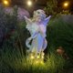 thumbnail image 5 of Estatua de jardín iluminada con energía solar, luces LED, decoración de resina para exteriores, patio, jardín, cumpleaños, familia., 5 of 5