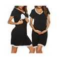 thumbnail image 2 of Inadays Women's Nursing Nightgown Short Sleeve Maternity Nursing Gowns for Breastfeeding Sleepwear Dress for Hospital, Black, S, 2 of 7