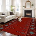 thumbnail image 2 of Large Area Rugs for Living Room Bedroom, Red Boho 5'x8' Rug Washable Carpet Runner Indoor Outdoor, Vintage Ethnic Tribe Abstract Art Retro Non Slip Floor Mats Rug for Kitchen, Bathroom, 2 of 8