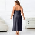thumbnail image 5 of LWavelet Women's Plus Size Satin Slip Dress Spaghetti Strap V-Neck Elegant Nightgown Maxi Dress Black 5XL, 5 of 5