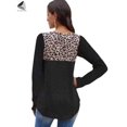 thumbnail image 4 of PULLIMORE Womens Long Sleeve Crew Neck Tunic Tops Hollow Leopard Color Block Blouses Casual Loose T Shirts (2XL, Black), 4 of 7