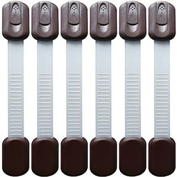Bistras Adjustable Child Safety Locks, 6 Pack - Latches to Childproof and Baby Proof Cabinets, Appliances, Drawers with Extra Strong 3M Adhesive