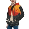 thumbnail image 2 of Balery Retro Space Rocket Launch Pattern Boys Hoodie, Youth Pullover Hooded Sweatshirt, Kangaroo Pocket Hoodie for Kids Girls -Large, 2 of 6