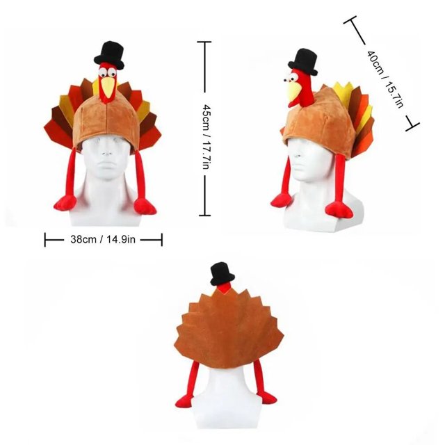 Sombreros de pavo para adultos, accesorio de disfraz de Acción de Gracias para fiesta de cumpleaños y Navidad, novedad