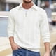 thumbnail image 1 of pstuiky Camisas para hombre de manga larga, Blusa/camiseta informal elegante a rayas de manga larga con cuello, botones y cremallera para hombre salir tops l, 1 of 9