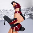 thumbnail image 6 of GERsome Womens Kitten Heels Sandals Square Open Toe Mules Slip On Dress Pumps for Wedding Party Prom Wine Size 8.5, 6 of 9