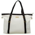 thumbnail image 5 of BADGLEY MISCHKA Anna Vegan Leather Tote Weekender Unisex Travel Bag (White), 5 of 10