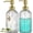 Clear-golden Pump-2p, variant on 18Oz Glass Soap Dispenser with Golden Pump for Kitchen,Refillable Liquid Hand soap Dispenser with Vertical Stripe, Clear Soap Dispenser Bathroom for Hand soap, Dish Soap, Lotion