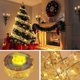 thumbnail image 3 of Decoraciones navideñas Luces de cinta LED, (2x16 pies) 100 luces Decoraciones de cinta para árbol de Navidad emisores de luz, Guirnalda de cinta para árbol de Navidad de encaje con pilas (Oro), 3 of 5