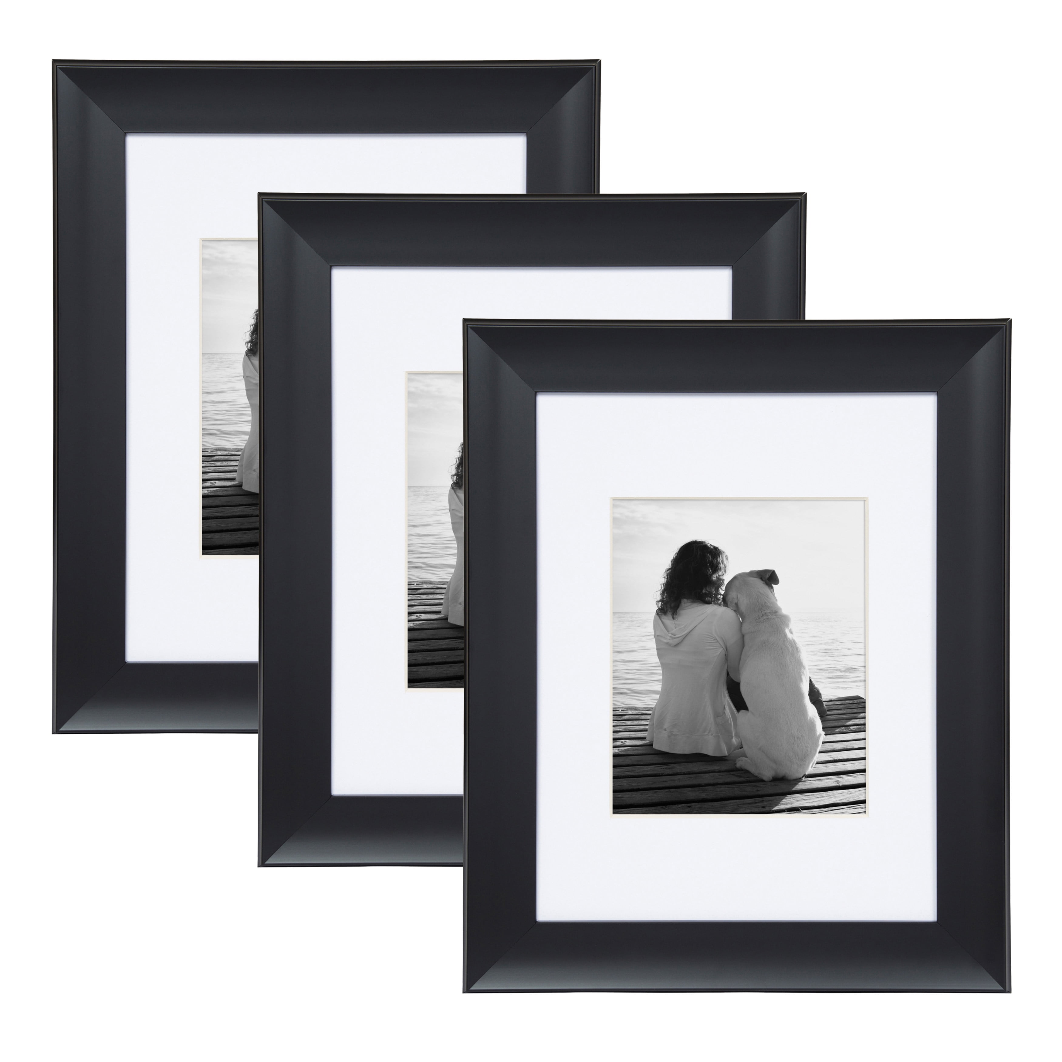 DesignOvation Scoop Wall Picture Frame, 12x16 matted to 8x10, Black ...