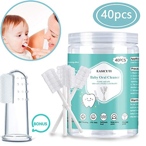 Baby Toothbrush, Baby Tongue Cleaner, 40Pcs Disposable Infant
