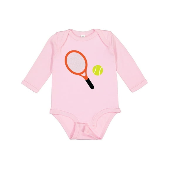 Inktastic Tennis Racket and Ball Boys or Girls Long Sleeve Baby Bodysuit