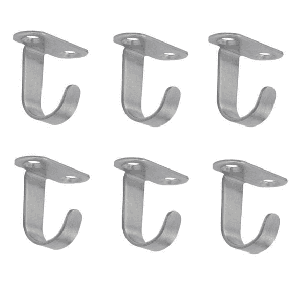 Stainless Steel Screw Mounted Ceiling Hooks, Under-Shelf Towel/Robe Clothes Hook Heavy Duty Coat Hanger for Bathroom Kitchen Cabinet Garage, 6- Pack (Brushed Nickel)