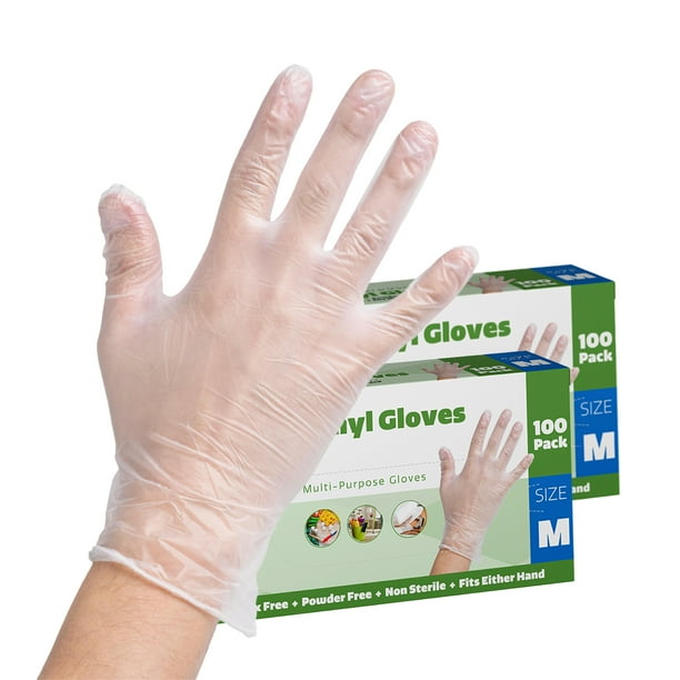 Comfy Package Clear Powder Free Vinyl Disposable Plastic Gloves [200