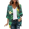 thumbnail image 2 of NTACZA Tropical Floral Womens Cardigans Lightweight Open Front 3/4 Sleeve Flowy Hawaiian Kimono Relaxed Coverups Beachwear Multicolor, 2 of 5