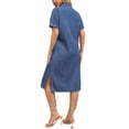 thumbnail image 3 of VESTIDO DE CAMISA DE MEZCLILLA PARA MUJER INSPIRE CHIC, MANGA CORTA, CON BOTONES, VESTIDO CASUAL MIDI AZUL S, 3 of 6