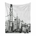 thumbnail image 1 of City Soft Flannel Fleece Throw Blanket, Grunge Sketchy Design Office Building Drawing Hong Kong Architecture Image, Cozy Plush for Indoor and Outdoor Use, 50" x 70", Charcoal Grey White, by Ambesonne, 1 of 6