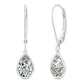 thumbnail image 3 of Charles & Colvard 14K White Gold Moissanite 8x5mm Pear Bezel Drop Earrings 1.88cttw DEW, 3 of 7