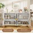 thumbnail image 3 of 47.2" Fluted Sideboard with Storage Cabinet, Modern Kitchen Sideboard with Adjustable Shelves, Media Console Buffet Cabinet with Doors for Living Room, Kitchen, Entryway, White, 3 of 7
