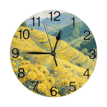 Zhmjortal Floral Wall Clock Silent Non-Ticking Kitchen Desk Decor Clock Battery Operated Quartz Analog Round Clocks 10 in for Bedroom Bathroom Living Room