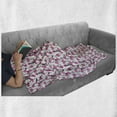 thumbnail image 5 of Feminine Soft Flannel Fleece Blanket, Repetitive Perfume Lipstick Makeup Care Items with Sketchy Dots Print, Cozy Plush for Indoor and Outdoor Use, 50" x 60", Pink and Charcoal Grey, by Ambesonne, 5 of 5