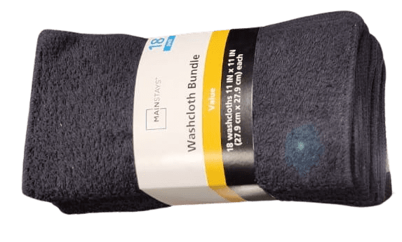 Mainstays 18-Piece 100% Cotton Washcloth Bundle, Greystone