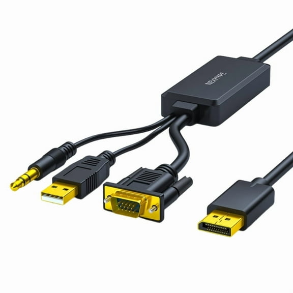 VGA to DisplayPort Adapter Cable Support Audio Transmission and 1080P HD Resolution for PC Laptop To TV Monitor