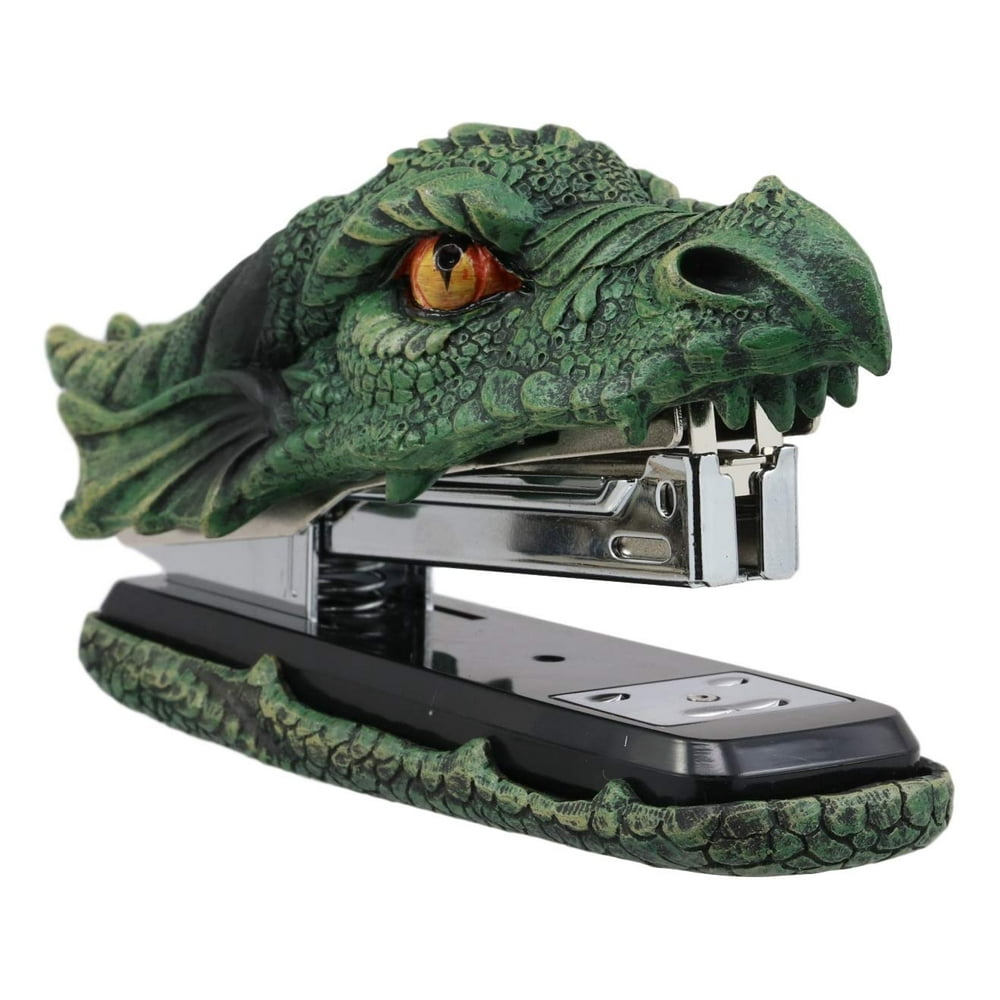 Ebros Gift Legendary Green Earth Fire Dragon Head Stapler Light Duty