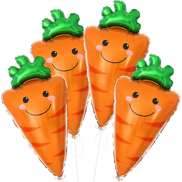 Globos De Hoja De Zanahoria - 80 Cm, Juego De 4 - Globos De Zanahoria Para Una Fiesta De Cumpleaños Con Temática De Vegetales - Decoraciones De Fiesta Con Temática De Plantas - Globo De Zanahoria