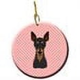 thumbnail image 2 of Carolines Treasures BB1240CO1 Checkerboard Pink Min Pin Ceramic Ornament  3 in multicolor, 2 of 2