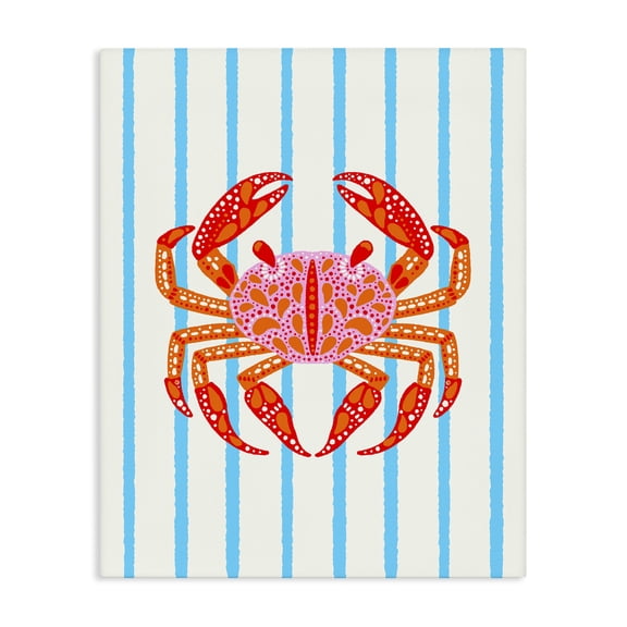 Stupell Industries Eclectic Bright Crab on Stripes Canvas Art, 16 x 20, by Indira Prieto | IndySign