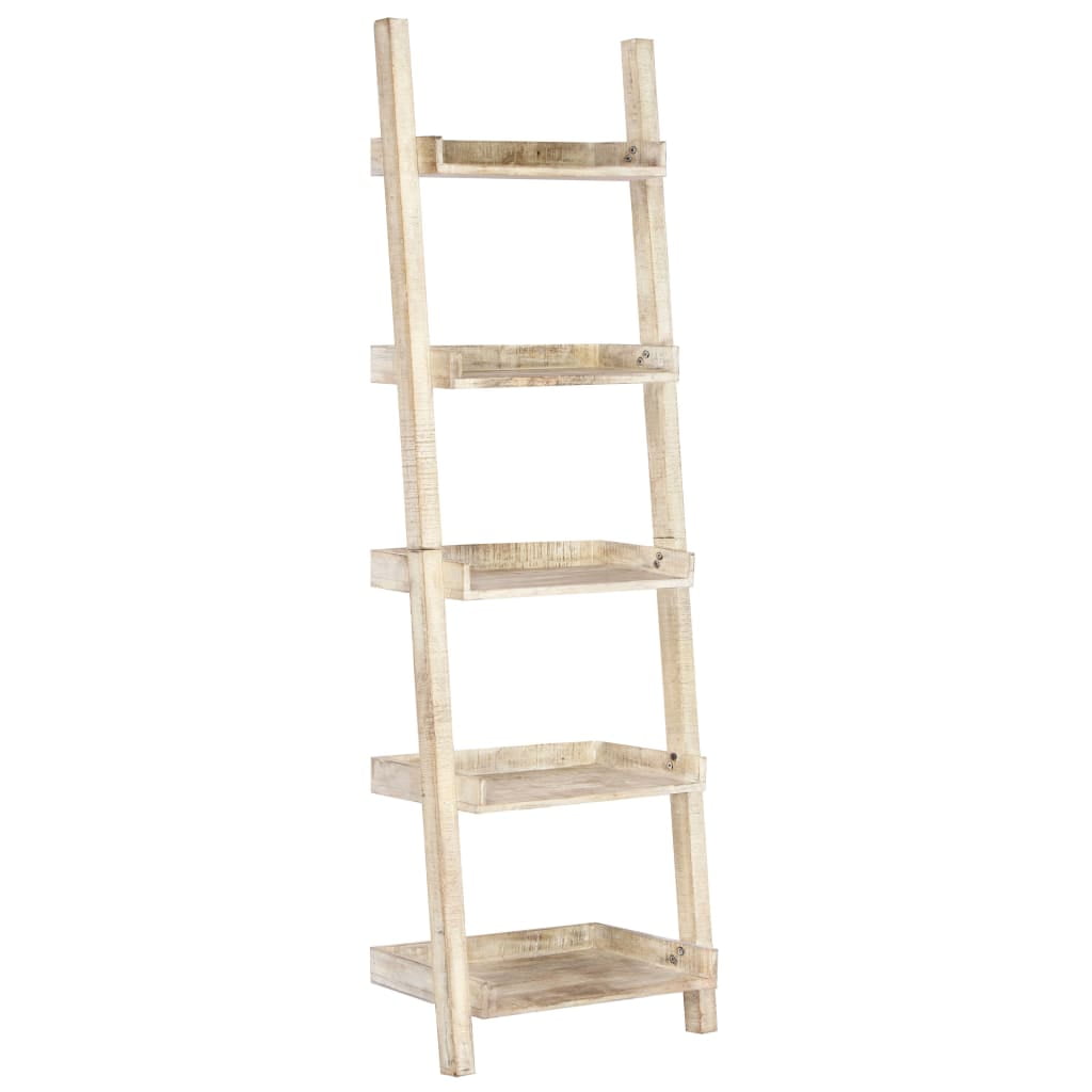 Ladder Shelf White 29.5"x14.6"x80.7" Solid Mango Wood Home Furniture