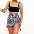 thumbnail image 4 of Fesfesfes Women Skirt Leopard Printing Pleated Skirt Drawstring A-line Mini Skirt, 4 of 9