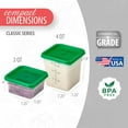 thumbnail image 2 of Food Storage Container with Lid (BPA-Free) - 2 Pack - Classic Series Square with Green Lid - 2 and 4 QT (Quart) - Commercial Grade for Food Prep (Translucent), 2 of 4